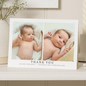 Gevouwen bedankkaarten voor baby's, bedankkaarten met foto van babymeisje, gepersonaliseerde bedankkaarten New baby girl, baby boy ansichtkaart bedankkaart