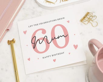 Carte du soixantième anniversaire de maman, carte du soixantième anniversaire pour maman, carte du soixantième anniversaire de maman, cadeau d'anniversaire pour maman, carte d'anniversaire pour maman, cadeau d'anniversaire pour maman