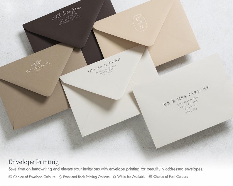 Minimalist Monogram Wedding Invitations, Elegant Black and White Wedding Invite, Simple Classic Wedding Stationery, Personalised Invite image 7