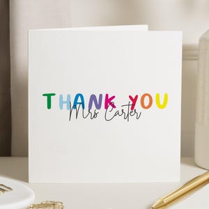 Biglietto di ringraziamento per l'insegnante, biglietto di ringraziamento personalizzato per l'insegnante, biglietto di ringraziamento arcobaleno, biglietto di fine semestre, biglietto di ringraziamento per lei