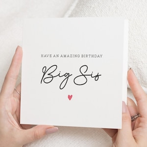 Carte d'anniversaire personnalisée grande soeur, carte d'anniversaire spéciale soeur, carte d'anniversaire pour grande soeur, cadeau d'anniversaire soeur, carte grande soeur
