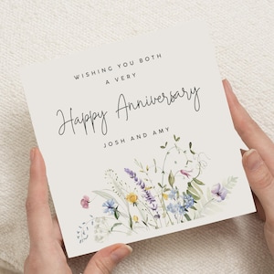 Anniversary Card, Personalised Anniversary Card, Floral Anniversary Card, Anniversary Card for Couple, Happy Anniversary Card