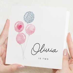 2nd Birthday Card Girl, Second Birthdy Card, 2 Year Old Girl Birthday Card, Personalised 2nd Birthday Card Daughter, Granddaughter, Girls