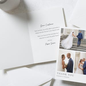 Cartes de remerciement avec photo de mariage, Cartes de remerciement personnalisées Mariage, Cartes de remerciement pliées, Cartes postales de remerciement pour mariage, Simple image 3