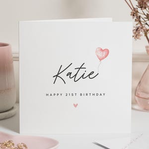 Cartão de feliz aniversário de 21 anos para ela, cartão personalizado de aniversário de 21 anos, presente de aniversário para filha, presente de aniversário para neta, cartão de sobrinha de 21 anos