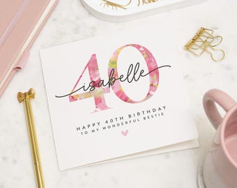 40th Birthday Card For Women, 40th Friend Card, 40th Birthday Card For Friend, Personalised 40th Birthday Card, Happy Birthday 40 Card
