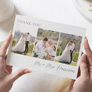 Multi Photo Wedding Thankyous, semplici biglietti di ringraziamento personalizzati per matrimonio, biglietto di ringraziamento per matrimonio, modello di biglietto di ringraziamento per matrimonio