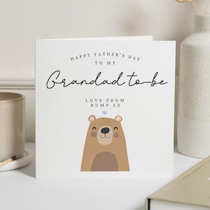 Fathers Day Card for Grandad to Be, Grandad to Be Card, Fathers Day from Bump, Cute Bear Card, Fathers Day Card for Grandad