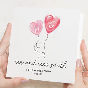 Carte de mariage personnalisée, carte de M. et Mme, carte de félicitations pour mariage, carte ballon coeur, carte de visite personnalisée, carte de mariage simple
