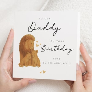 Carte d'anniversaire pour papa, carte d'anniversaire papa, carte d'anniversaire lion, carte d'anniversaire pour enfant, carte d'anniversaire personnalisée pour papa