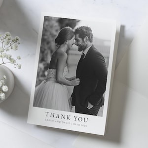Gefaltete Hochzeits-Dankeskarten, personalisierte Dankeskarten Hochzeit, Dankeskarten mit Foto, Postkarte Dankeskarten für Hochzeit