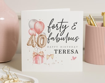 Afie 69-2132 Carte Anniversaire 40 Ans Femme Rose Fuchsia Brillant Vélo Fleurs Oiseaux