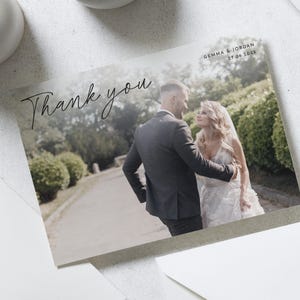 Einfache personalisierte Danksagungskarten Hochzeit, Hochzeits-Danksagungskarten mit Foto, gefaltete Dankeskarten, Postkarte Dankeskarten Landschaft