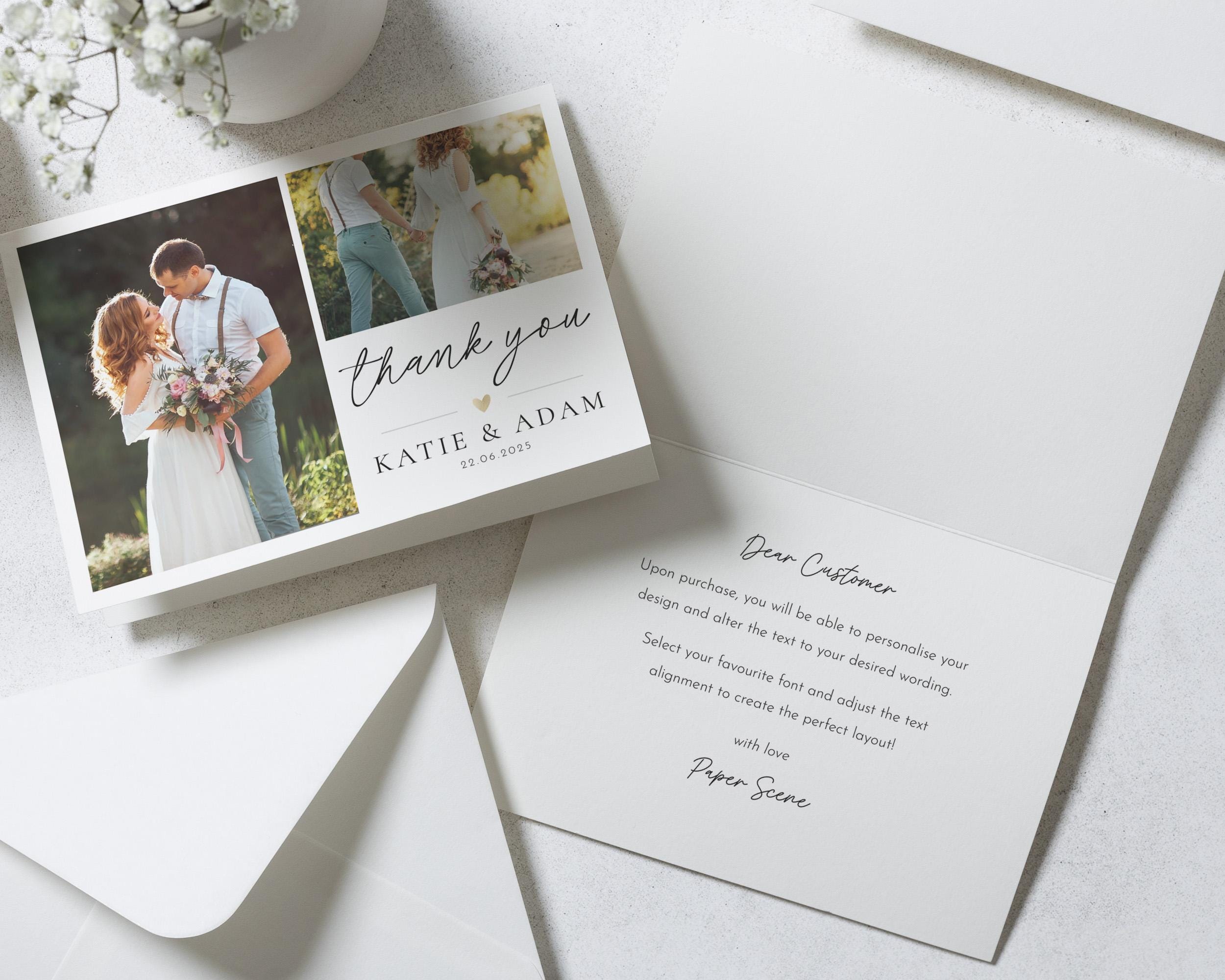 Simple Folded Thank You Cards Wedding With Photo, Wedding Thank You ...