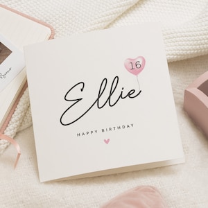 Cartão de aniversário de 16 anos para menina, cartão de aniversário de 16 anos para filha, presente de aniversário de 16 anos para neta, aniversário de dezesseis anos, cartão de aniversário de marco