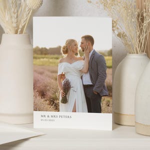 Einfache Hochzeit Dankeskarten mit Foto, personalisierte Dankeskarten Hochzeit, bearbeitbare Dankeskarten, Postkarte Dankeskarten Hochzeit