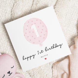 Cartão de 1º aniversário para menina, Cartão de primeiro aniversário para menina, Cartão personalizado de 1º aniversário, Cartão de 1º aniversário para menina, Presente de 1º aniversário para menina