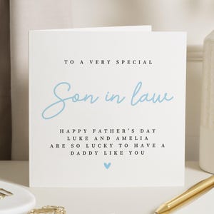 Fathers Day Card for Son in Law, Fathers Day Card from Kids, Special Fathers Day Card, Personalised Card for Him