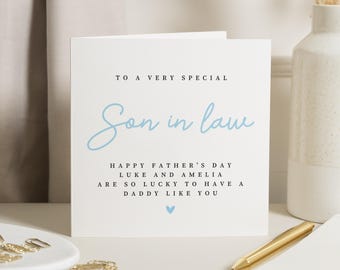 Fathers Day Card for Son in Law, Fathers Day Card from Kids, Special Fathers Day Card, Personalised Card for Him