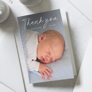 Bedankkaart babyshower, bedankkaarten schattige babyfoto, bedankkaarten nieuwe babyjongen, gepersonaliseerde bedankkaarten, kaarten meisje baby