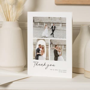 Minimalistische Hochzeit Dankeskarten mit Foto, Dankeskarten gefaltet, Moderne Dankeskarten Hochzeit, Foto Dankeskarten für Hochzeit