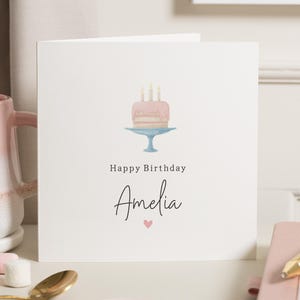 Carte d'anniversaire pour elle, carte d'anniversaire personnalisée, carte d'anniversaire de gâteau, carte d'anniversaire pour fille, carte d'anniversaire mignonne