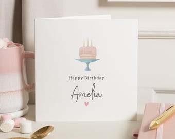 Birthday Card for Her, Personalised Birthday Card, Cake Birthday Card, Birthday Card for Daughter, Cute Birthday Card
