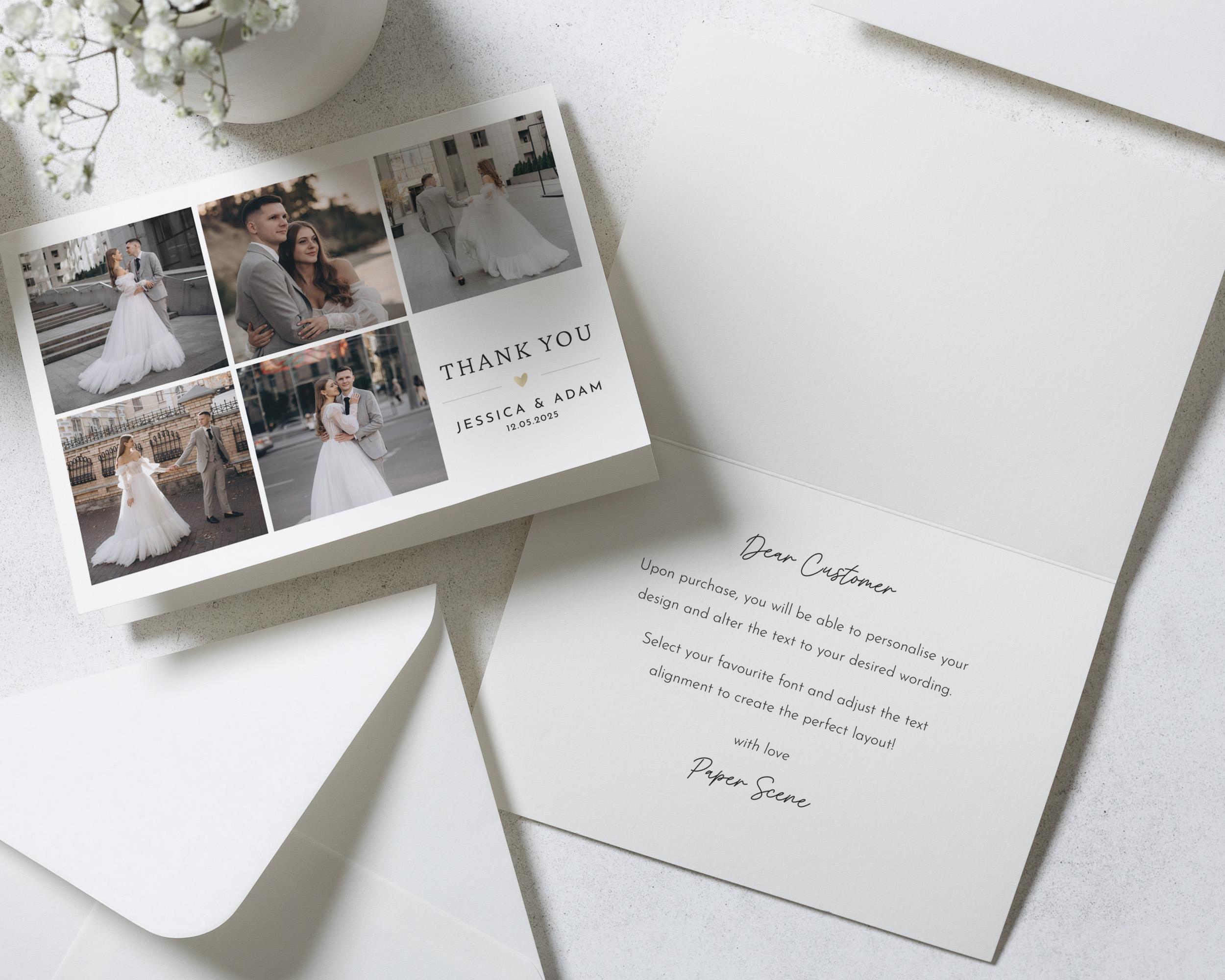 Multi Photo Wedding Thankyous, Simple Personalised Thank You Cards ...