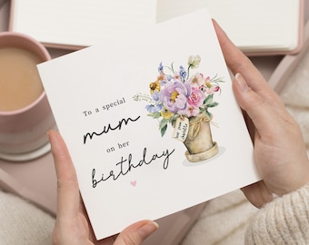 Mum Birthday Flowers Card, Cute Birthday Card For Mum, Mum Floral Birthday Card, Mum Birthday Card, Birthday Card Mum, Personalised Mum Gift