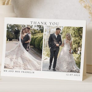 Minimalistische Danksagungskarten Hochzeit mit Foto, Hochzeitsfoto-Dankeskarten, gefaltete Danksagungskarten, Dankeskarten für die Hochzeit