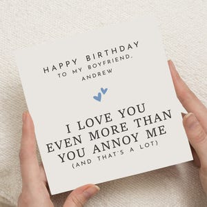 Biglietto di auguri di compleanno per fidanzato, biglietto di auguri di compleanno divertente per lui, biglietto di auguri di compleanno personalizzato, biglietto "Ti amo", simpatico biglietto di auguri di compleanno per uomo