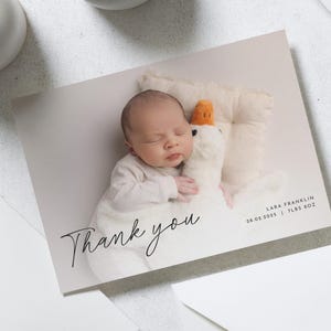 Cartes de remerciement avec photo pour bébé fille, jolies cartes de remerciement pour bébé, cartes de remerciement personnalisées pour bébé fille, carte postale de bébé garçon, carte de remerciement