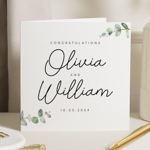 Parabéns pelo seu cartão de casamento, cartão de casamento de eucalipto, cartão de dia de casamento de amigo, presente de casamento para amigos, cartão de presente de casamento de casal