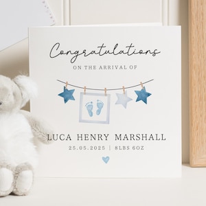 Biglietto di auguri per neonato, biglietto personalizzato per neonato, biglietto di congratulazioni, biglietto di auguri per l'arrivo del bambino, biglietto personalizzato con il nome del bambino, regalo per neonato, biglietto di auguri per neonato