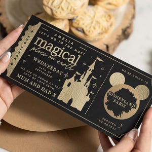 Il posto più felice sulla Terra, biglietto da grattare per le feste, biglietto della carta d'imbarco, biglietto magico per le feste dei bambini, buono regalo per le feste da grattare per rivelare