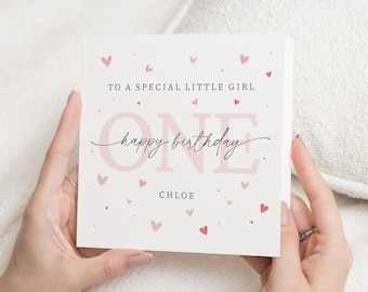 1st Birthday Card for Girl, First Birthday Card, Personalised Birthday Card for Daughter, 1st Birthday Card for Granddaughter, One Today
