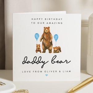Carte d'anniversaire papa personnalisée, carte d'anniversaire pour papa, carte d'anniversaire papa ours, cadeau d'anniversaire papa, cadeau d'anniversaire papa pour lui, des enfants