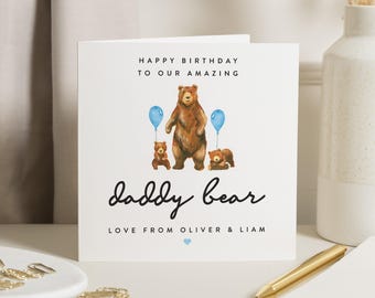 Personalised Daddy Birthday Card, Birthday Card For Dad, Daddy Bear Birthday Card, Dad Birthday Gift, Dad Birthday Gift For Him, From Kids