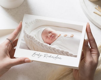 Bedankkaarten babyfoto, gepersonaliseerde bedankkaarten voor nieuwe baby's, gepersonaliseerde bedankkaarten voor baby's Nieuwe ansichtkaart babymeisje, babyjongen