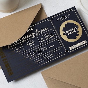 Scratch To Reveal Ticket, Concert Ticket Scratch Card, Concert Gift Ticket, Foil Ticket, Scratch Off Card, Scratch Surprise Card, Voucher image 3