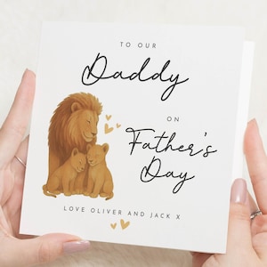 Fathers Day Card for Daddy, Fathers Day Card from Kids, Lion Card for Dad, Personalised Fathers Day Card, Cute Animal Card for Him