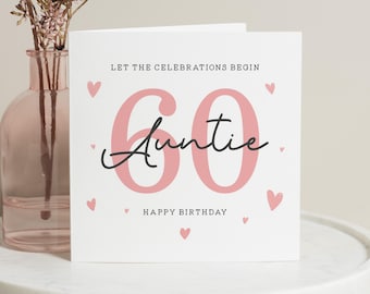 Cartão de aniversário de 60 anos para a tia, Presente de aniversário de 60 anos, Sexagésimo aniversário da tia, Presente de aniversário para a tia, Cartão de aniversário para a tia, Presente de aniversário para a tia