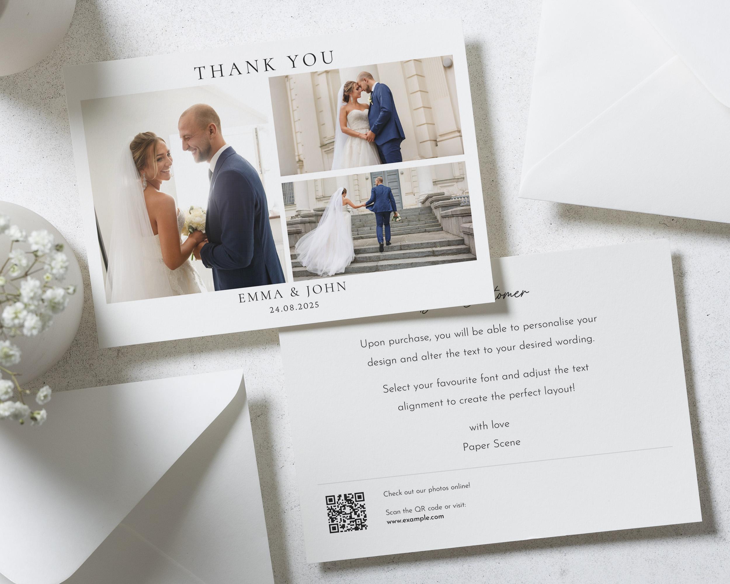 Simple Thank You Cards Wedding With Photos, Wedding Photo Thank You ...