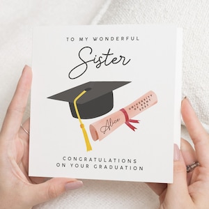 Carte personnalisée de remise des diplômes pour soeur, carte de félicitations pour l'obtention du diplôme soeur, cadeau de remise des diplômes, remise des diplômes soeur, promotion 2024
