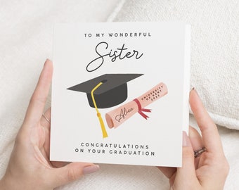Cartão de formatura personalizado para irmã, cartão de felicitações de formatura de irmã, presente de formatura, formatura de irmã, turma de 2024