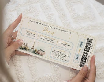 Personalised Paris Gift Voucher, Pack Your Bags Mum, Birthday Gift For Mum, Paris Experience Ticket, Scratch To Reveal