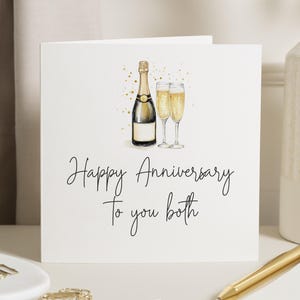 Anniversary Card for Couple, Happy Anniversary Card, Card for Both, Champagne Anniversary Card, Personalised Anniversary Card
