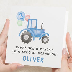 Carte 3e anniversaire garçon, carte 3e anniversaire personnalisée pour fils, cadeau troisième anniversaire tracteur pour petit garçon, cadeau 3e anniversaire, carte tracteur