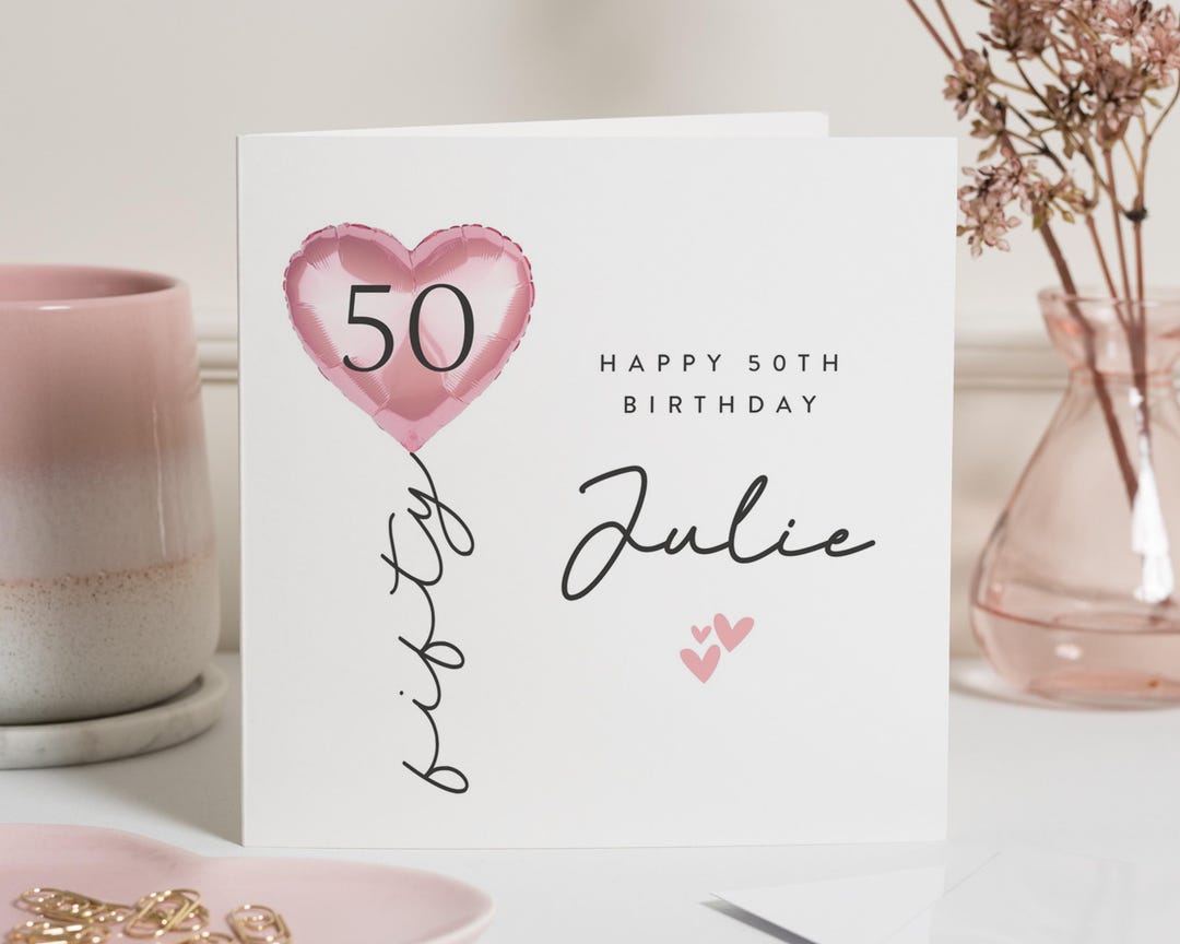 50th Birthday Card for Her, Personalised Birthday Card, Birthday Card