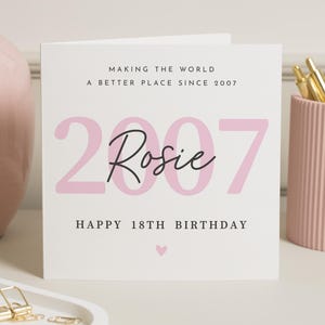 Gepersonaliseerde 18e verjaardagskaart meisje, dochter 18e verjaardagskaart, 18e verjaardagscadeau voor kleindochter, achttiende verjaardag, mijlpaalkaart